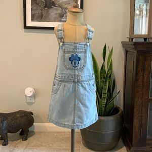 Girls Minnie Mouse Denim Overall Dress